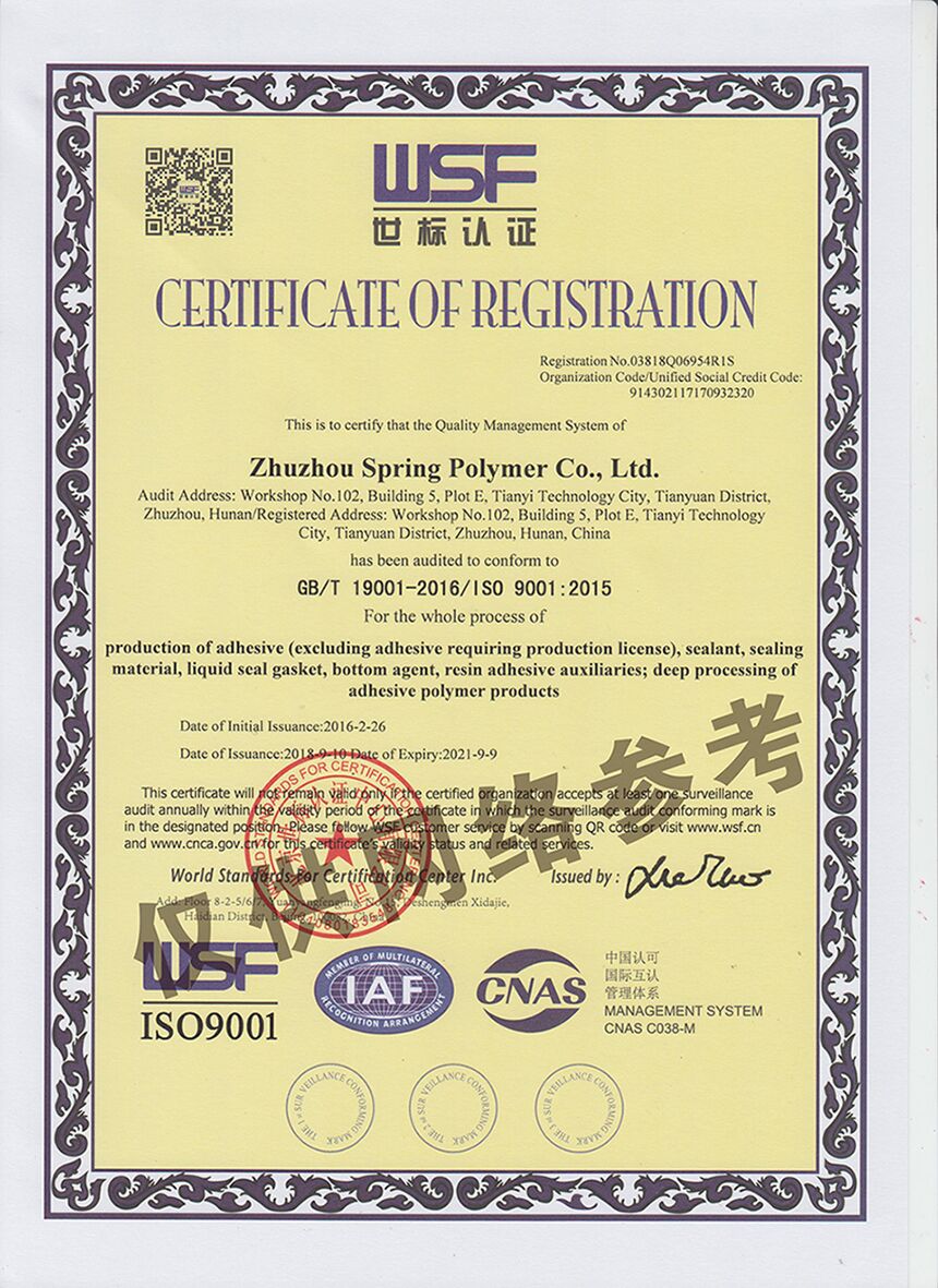 ISO9001認(rèn)證書英文版
